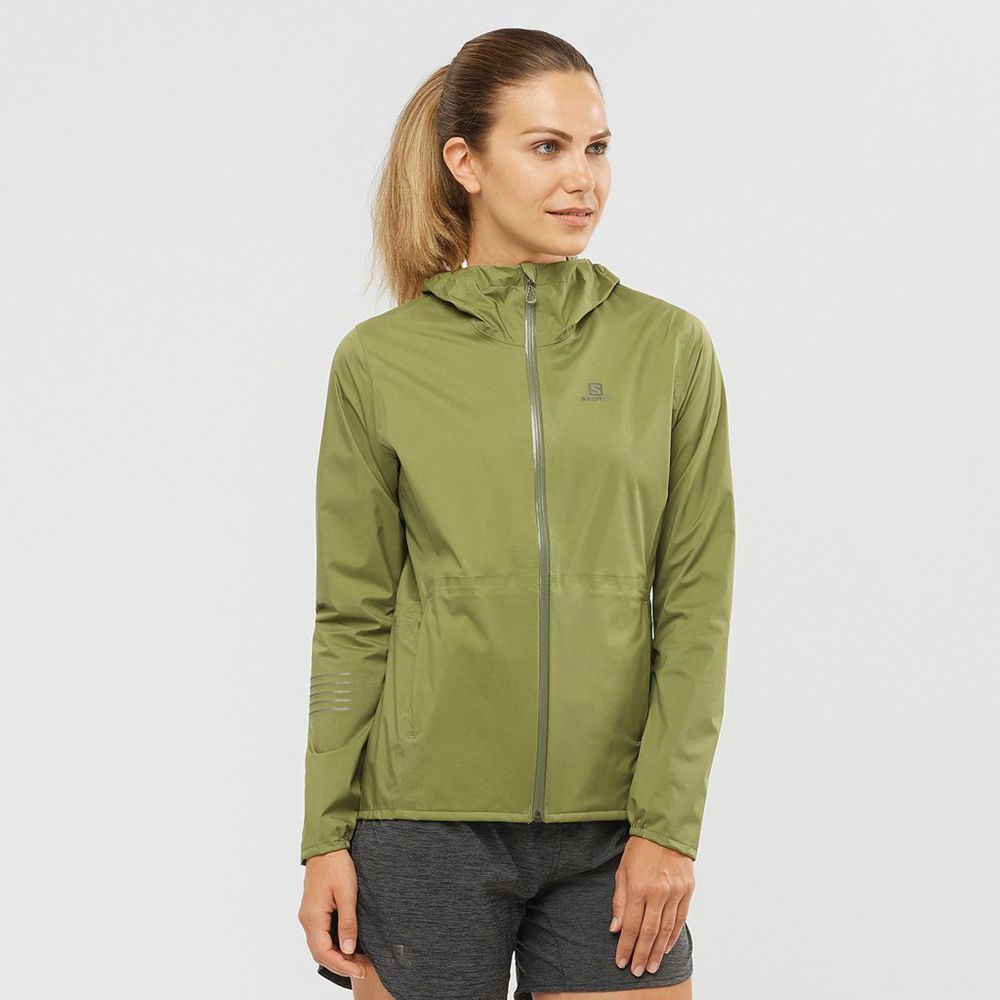 Salomon LIGHTNING WATERPROOF - Womens Jackets - Olive - NZ (81065-MNHA)